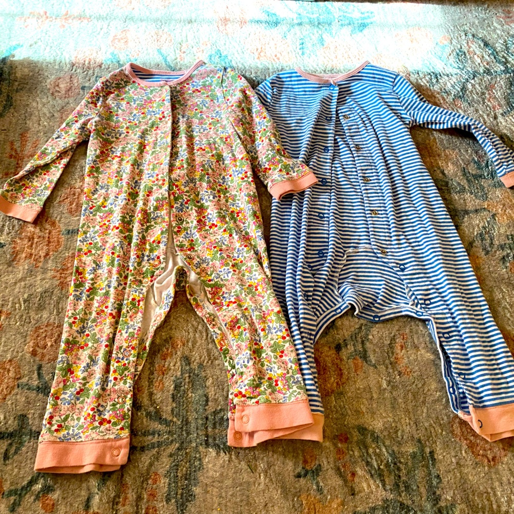 Baby Boden Floral and Striped Baby Rompers 12-18 months